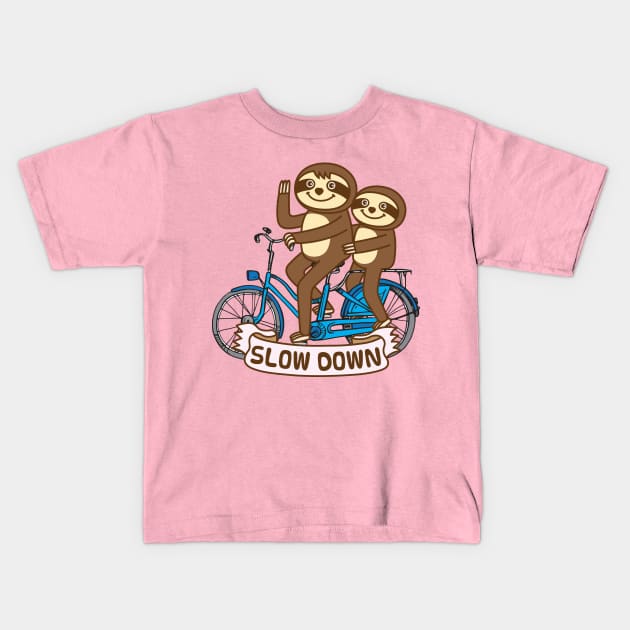 Sloths and bicycle Kids T-Shirt by Plushism